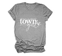Women's Just A Small Town Girl Graphic tee Casual Short Sleeve T-Shirt Country Funny Quote Top Summer Daily Wear Soft Breathable Crew Neck Blouse