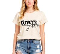 Women's Just A Small Town Girl Graphic tee Casual Short Sleeve T-Shirt Country Funny Quote Top Summer Daily Wear Soft Breathable Crew Neck Blouse