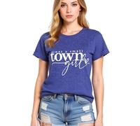 Women's Just A Small Town Girl Graphic tee Casual Short Sleeve T-Shirt Country Funny Quote Top Summer Daily Wear Soft Breathable Crew Neck Blouse