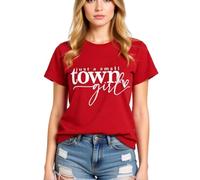 Women's Just A Small Town Girl Graphic tee Casual Short Sleeve T-Shirt Country Funny Quote Top Summer Daily Wear Soft Breathable Crew Neck Blouse