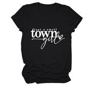 Women's Just A Small Town Girl Graphic tee Casual Short Sleeve T-Shirt Country Funny Quote Top Summer Daily Wear Soft Breathable Crew Neck Blouse