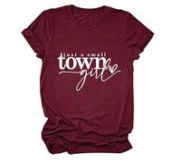Women's Just A Small Town Girl Graphic tee Casual Short Sleeve T-Shirt Country Funny Quote Top Summer Daily Wear Soft Breathable Crew Neck Blouse