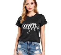 Women's Just A Small Town Girl Graphic tee Casual Short Sleeve T-Shirt Country Funny Quote Top Summer Daily Wear Soft Breathable Crew Neck Blouse