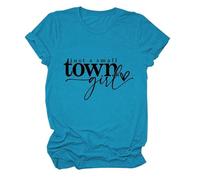 Women's Just A Small Town Girl Graphic tee Casual Short Sleeve T-Shirt Country Funny Quote Top Summer Daily Wear Soft Breathable Crew Neck Blouse