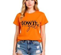 Women's Just A Small Town Girl Graphic tee Casual Short Sleeve T-Shirt Country Funny Quote Top Summer Daily Wear Soft Breathable Crew Neck Blouse