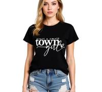 Women's Just A Small Town Girl Graphic tee Casual Short Sleeve T-Shirt Country Funny Quote Top Summer Daily Wear Soft Breathable Crew Neck Blouse