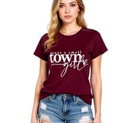 Women's Just A Small Town Girl Graphic tee Casual Short Sleeve T-Shirt Country Funny Quote Top Summer Daily Wear Soft Breathable Crew Neck Blouse