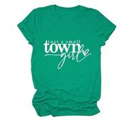 Women's Just A Small Town Girl Graphic tee Casual Short Sleeve T-Shirt Country Funny Quote Top Summer Daily Wear Soft Breathable Crew Neck Blouse