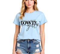Women's Just A Small Town Girl Graphic tee Casual Short Sleeve T-Shirt Country Funny Quote Top Summer Daily Wear Soft Breathable Crew Neck Blouse