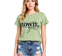 Women's Just A Small Town Girl Graphic tee Casual Short Sleeve T-Shirt Country Funny Quote Top Summer Daily Wear Soft Breathable Crew Neck Blouse