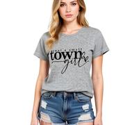 Women's Just A Small Town Girl Graphic tee Casual Short Sleeve T-Shirt Country Funny Quote Top Summer Daily Wear Soft Breathable Crew Neck Blouse