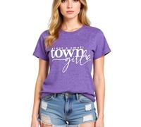 Women's Just A Small Town Girl Graphic tee Casual Short Sleeve T-Shirt Country Funny Quote Top Summer Daily Wear Soft Breathable Crew Neck Blouse