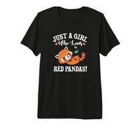 Womens Kawaii Cartoon Just A Girl Who Loves Red Pandas Lover Camiseta Premium