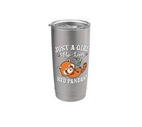 Womens Kawaii Cartoon Just A Girl Who Loves Red Pandas Lover Vaso térmico de acero inoxidable de doble pared