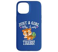 Womens Kawaii Cartoon Just A Girl Who Loves Tigers Carcasa para iPhone 15