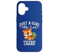 Womens Kawaii Cartoon Just A Girl Who Loves Tigers Carcasa para iPhone 16