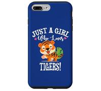 Womens Kawaii Cartoon Just A Girl Who Loves Tigers Carcasa para iPhone 7 Plus/8 Plus