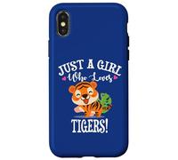 Womens Kawaii Cartoon Just A Girl Who Loves Tigers Carcasa para iPhone X/XS