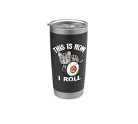 Womens Kawaii Kids How I Roll Sushi Gray Tabby Cat Lover Vaso térmico de acero inoxidable de doble pared