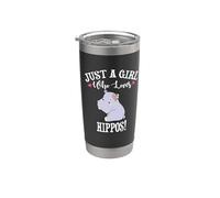 Womens Kids Cartoon Cute Just A Girl Who Loves Hippos Lover Vaso térmico de acero inoxidable de doble pared