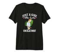 Womens Kids Cute Just A Girl Who Loves Cockatoos Pet Lover Camiseta Premium