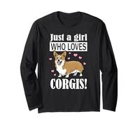 Womens Kids Funny Just A Girl Who Loves Corgis Dog Lover Manga Larga