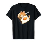 Womens Kids Kawaii Egg Toast Napping Orange Tabby Cat Lover Camiseta