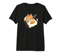 Womens Kids Kawaii Egg Toast Napping Orange Tabby Cat Lover Camiseta Premium