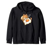 Womens Kids Kawaii Egg Toast Napping Orange Tabby Cat Lover Sudadera con Capucha
