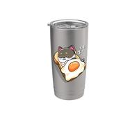 Womens Kids Kawaii Eggs Toast Black Tan Shiba Inu Dog Lover Vaso térmico de acero inoxidable de doble pared
