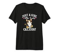 Womens Kids Kawaii Girl Who Loves Calico Cat Lover Camiseta Premium