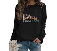 Womens Labor and Delivery Nurse Sweatshirt Retro Letter Print Long Sleeve Crewneck Pullover Lightweight Tops