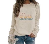 Womens Labor and Delivery Nurse Sweatshirt Retro Letter Print Long Sleeve Crewneck Pullover Lightweight Tops