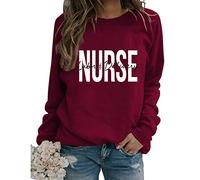 Womens Labor and Delivery Nurse Sweatshirt Retro Letter Print Long Sleeve Crewneck Pullover Lightweight Tops