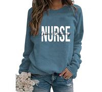 Womens Labor and Delivery Nurse Sweatshirt Retro Letter Print Long Sleeve Crewneck Pullover Lightweight Tops