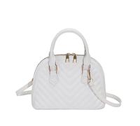 Women's Ladies' Fashion Solid Color Leather Double Zipper Versatile Crossbody Messenger Handbag(White)
