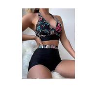 Women's Leaf Print Push Up Bikini Set - Summer Beach Two - Piece Swimwear