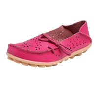 Womens Leather Loafers Comfortable Howllow out Wide Fit Slip On Walking Shoes Breathable Pointed Toe Non Slip Boat Shoes Lightweight Formal Orthopedic Moccasin For Work Business Office