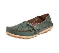 Womens Leather Loafers Comfortable Howllow out Wide Fit Slip On Walking Shoes Breathable Pointed Toe Non Slip Boat Shoes Lightweight Formal Orthopedic Moccasin For Work Business Office