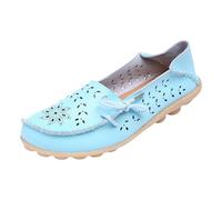 Womens Leather Loafers Comfortable Howllow out Wide Fit Slip On Walking Shoes Breathable Pointed Toe Non Slip Boat Shoes Lightweight Formal Orthopedic Moccasin For Work Business Office