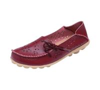 Womens Leather Loafers Comfortable Howllow out Wide Fit Slip On Walking Shoes Breathable Pointed Toe Non Slip Boat Shoes Lightweight Formal Orthopedic Moccasin For Work Business Office