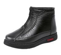 Women's Leather Non-Slip Ankle Boots Fur Lined Winter Warm Snow Boots Outdoor Waterproof Lightweight Thick Plush Snow Shoe (39,Black)