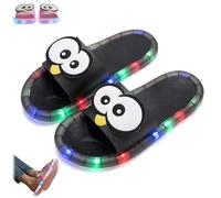 Women's LED Light up Slippers,Big Eyes Comfort Light-Up Sandals for Indoor House,Open Toe Outdoor Non Slip Slippers (Black, Adulto, Mujer, 38, Números (rango), Sistema tallas calzado EU, 39, mediano)