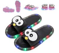 Womens LED Light up Slippers,Indoor House Light-Up Slipper with Cartoon Eye,Open Toe Non Slip Platform Shoes (Black, Adulto, Mujer, 44, Números (rango), Sistema tallas calzado EU, 45, mediano)