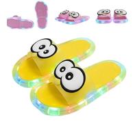 Womens LED Light up Slippers,Indoor House Light-Up Slipper with Cartoon Eye,Open Toe Non Slip Platform Shoes (Yellow, Adulto, Mujer, 44, Números (rango), Sistema tallas calzado EU, 45, mediano)