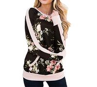 Women's Leopard Printed T Shirts Long Sleeve Color Block Raglan Casual Tunic Tops with Pockets