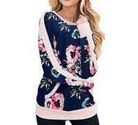 Women's Leopard Printed T Shirts Long Sleeve Color Block Raglan Casual Tunic Tops with Pockets