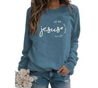 Womens Let Me Tell You About My Jesus Sweatshirts Christian Letter Graphic Pullover Long Sleeve Lightweight Tops