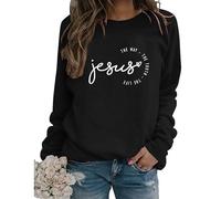 Womens Let Me Tell You About My Jesus Sweatshirts Christian Letter Graphic Pullover Long Sleeve Lightweight Tops