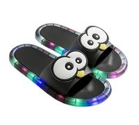 Women's Light-Up Slippers, LED Slides Sandals Non-Slip Glowing Shoes with Memory Foam, Cute Open Toe Indoor Outdoor Shoes (black, Adulto, Mujer, 38, Números, Sistema tallas calzado EU, mediano)